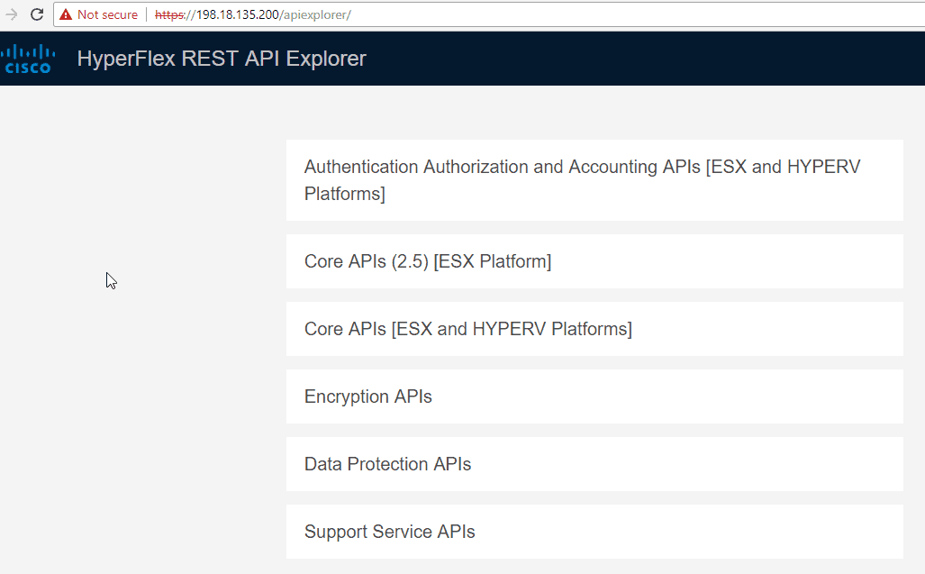 Cisco HyperFlex Rest API Explorer