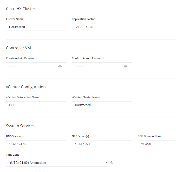 Configure the services and new passwords.