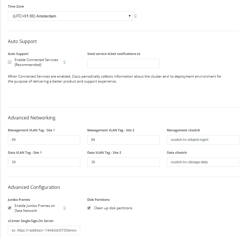 Configure Auto Support and Advanced networking