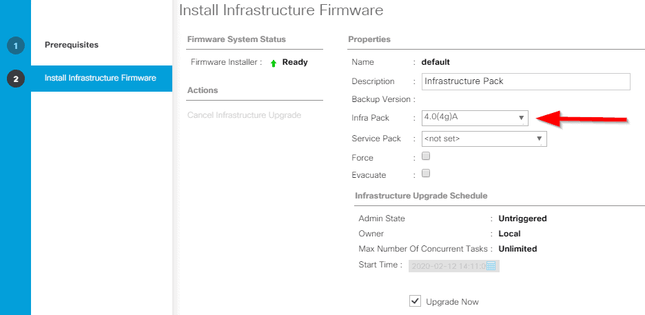 Select version of UCS Manager Infra 