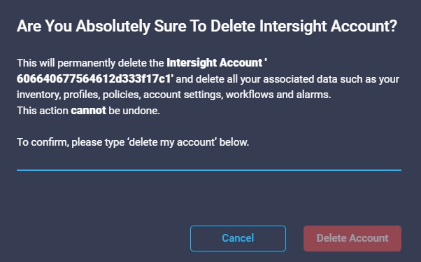 How to delete an Intersight Account?